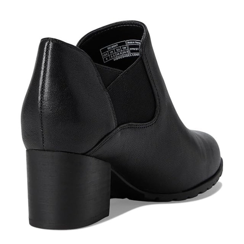 Vionic Belmont Booties Women 6 Black Leather Block Heel Ankle Boots - Picture 4 of 13